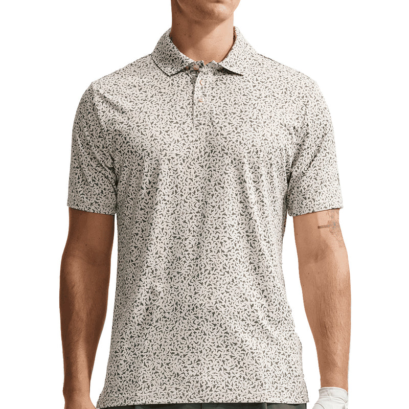 Nike Par Dri-Fit Microprint Birds Polo Shirt - Light Orewood Brn