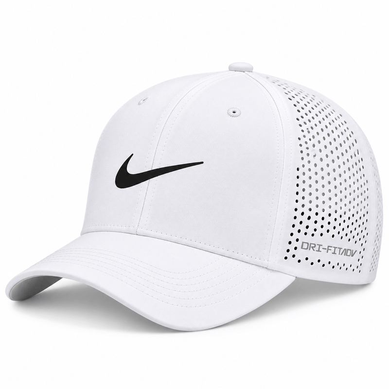 Nike Rise Dri-Fit Adv SwooshFlex Structured Golf Cap - White/Anthracite/Black