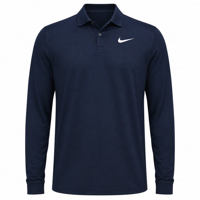 Nike Dri-Fit Velocity Long Sleeve Polo Shirt - College Navy/White