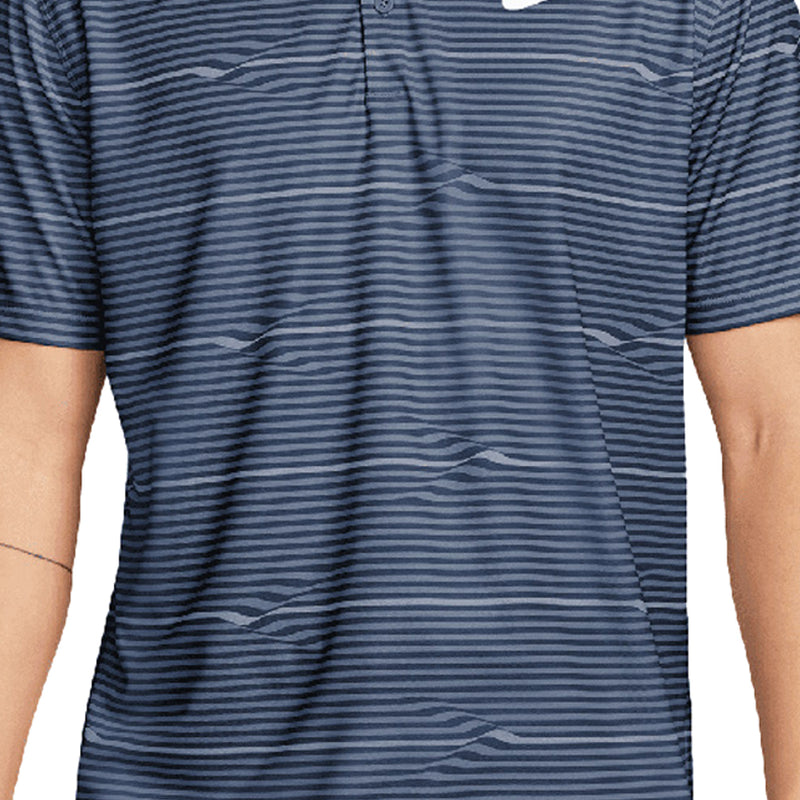 Nike Dri-FIT Victory+ Ripple Polo Shirt - Midnight Navy/Diffused Blue/White
