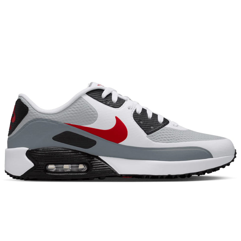 Nike Air Max 90 G Waterproof Spikeless Shoes - White/Fire Red/Light Smoke Grey
