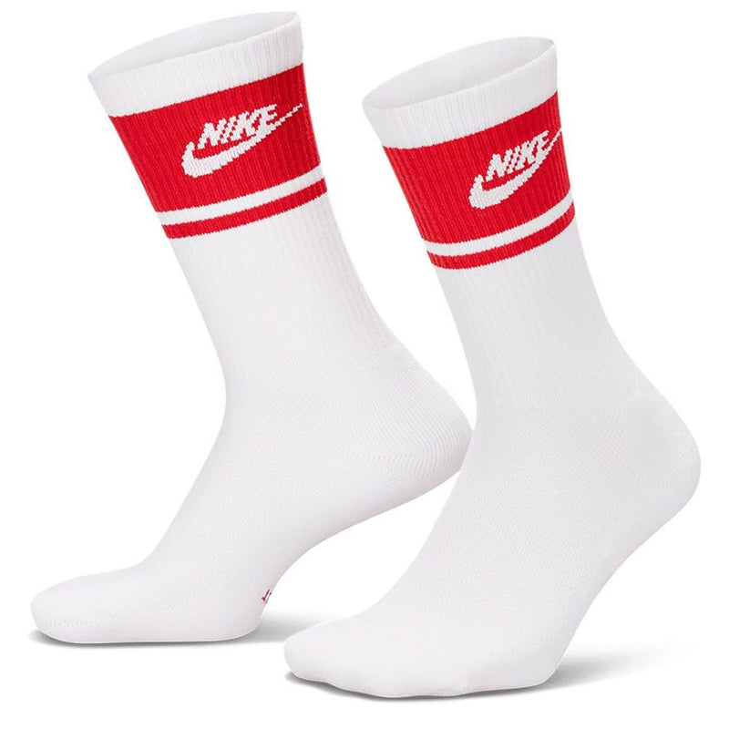 Nike Everyday Elevated Crew Socks (3 Pairs) - White/Red