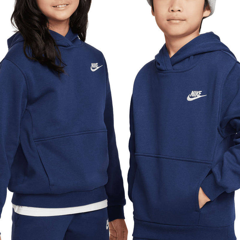 Nike Junior Sportswear Club Fleece Hoodie - Midnight Navy/White