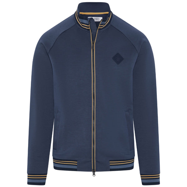 Original Penguin Full Zip Heritage Knit Track Jacket - Black Iris/Bijou Heather