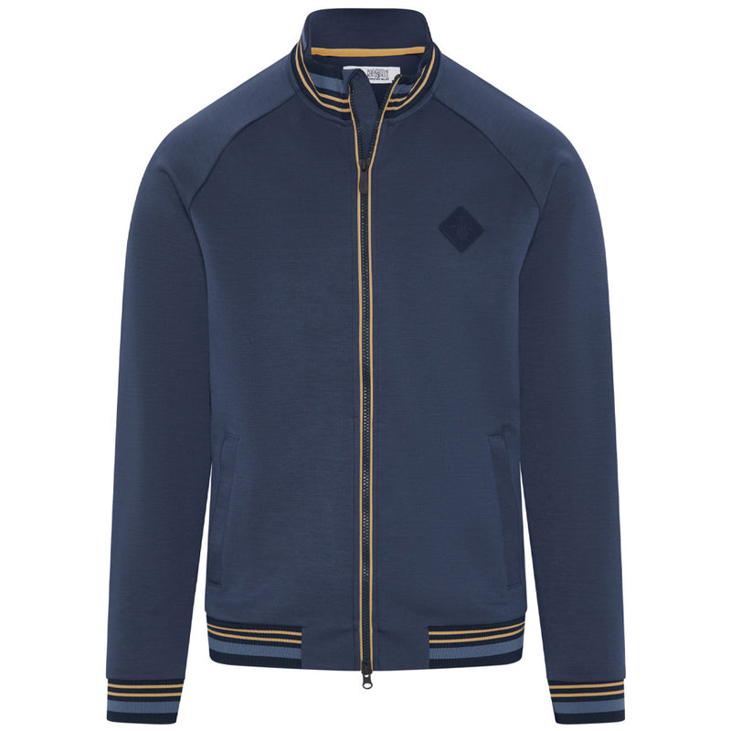 Original Penguin Full Zip Heritage Knit Track Jacket - Black Iris/Bijou Heather