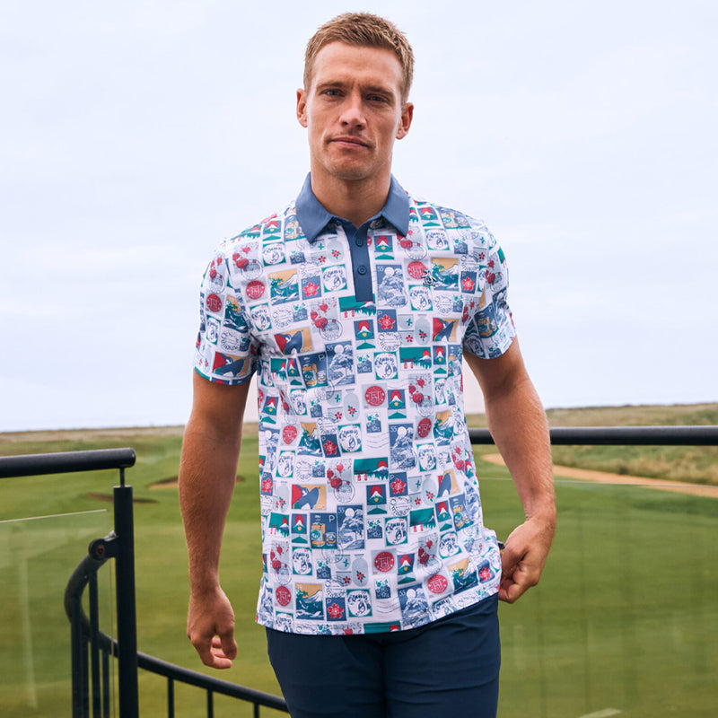 Original Penguin Pete's Stamp Roadmap Polo Shirt - Bright White