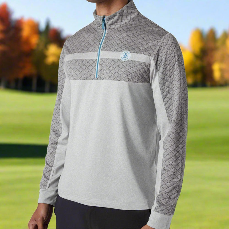 Original Penguin 1/4 Zip Heritage Block Pullover - Quarry Heather