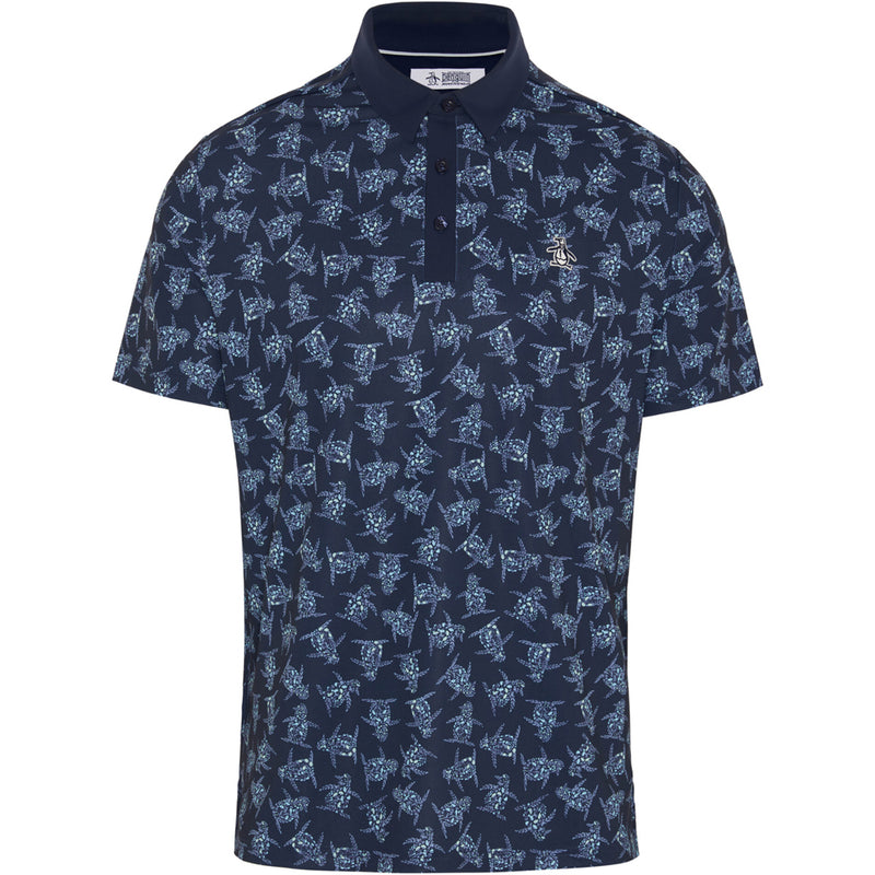 Original Penguin All Over 60 Floral Print Polo Shirt - Black Iris