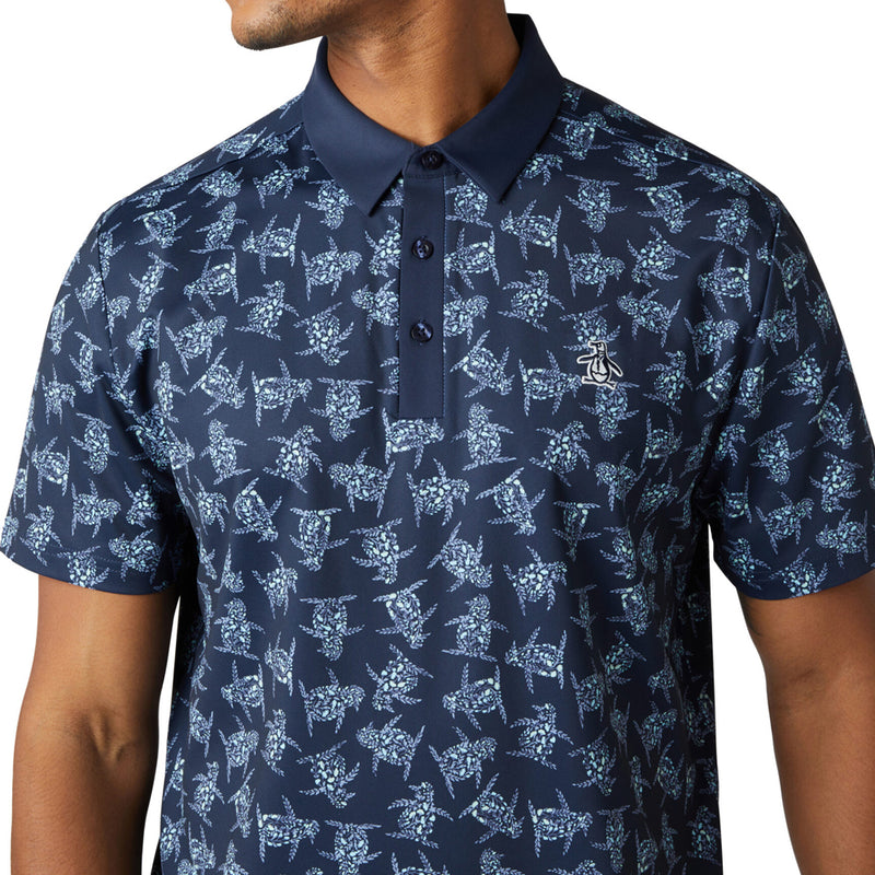 Original Penguin All Over 60 Floral Print Polo Shirt - Black Iris