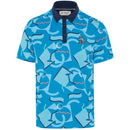 Original Penguin All Over Abstract Polo Shirt - Blue Jewel