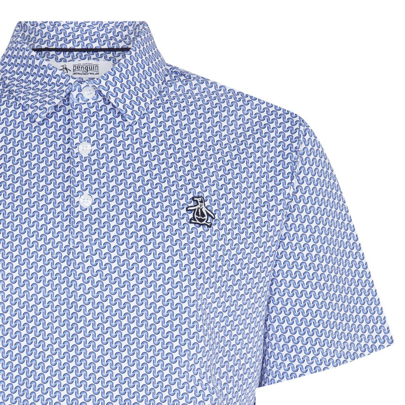 Original Penguin All Over Heritage Geo Print Polo Shirt - Amparo Blue