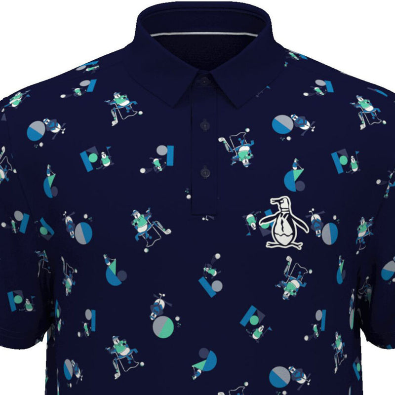 Original Penguin All Over Memphis Print Polo Shirt - Black Iris