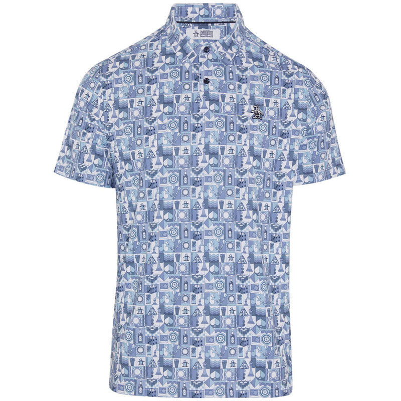 Original Penguin Pete's Game Grid Print Polo Shirt - Black Iris