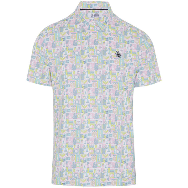 Original Penguin Pete's Game Grid Print Polo Shirt - Bright White