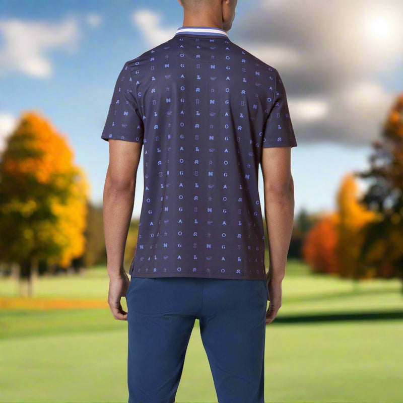 Original Penguin All Over Pete Print Polo Shirt - Black Iris