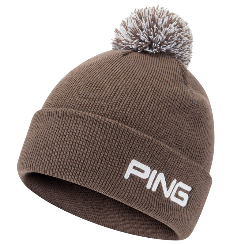 Ping Cresting Knit Bobble Beanie - Coffee