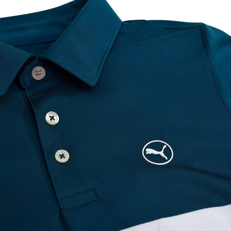 Puma Junior Colorblock Polo Shirt - Melon Punch/Ocean Tropic