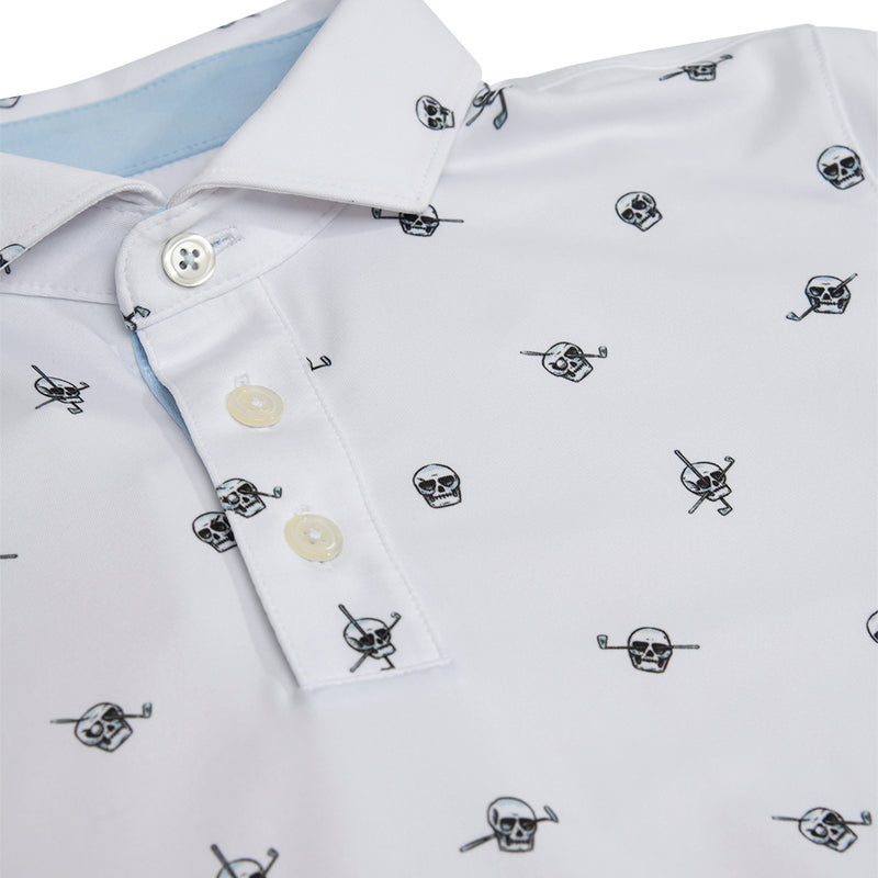 Puma Boys Mattr Skulls Polo Shirt - White Glow/Zen Blue