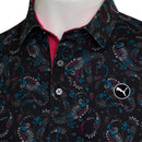 Puma Cloudspun Paisley Polo Shirt - Black/Aqua Blue