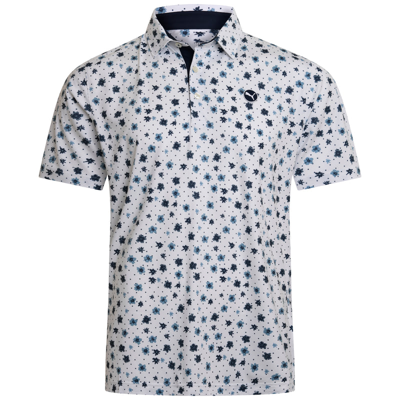 Puma Cloudspun Floral Polo Shirt - White Glow/Zen Blue