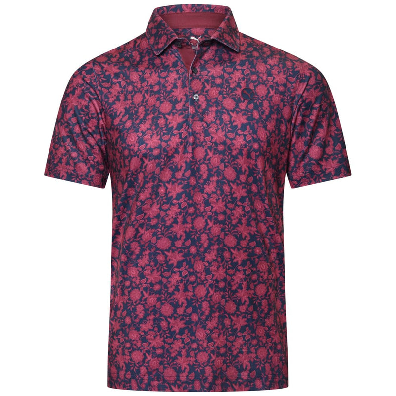 Puma Cloudspun Carmela Floral Polo Shirt - Deep Navy/Ruby Shimmer