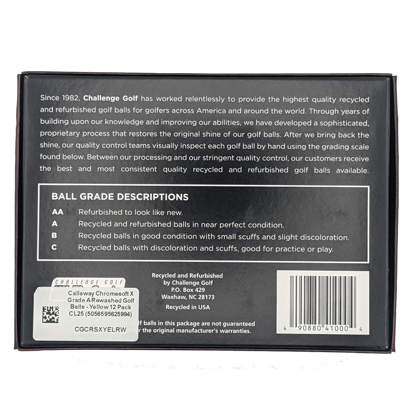 Callaway Chromesoft X Grade A Rewashed Golf Balls - Yellow 12 Pack