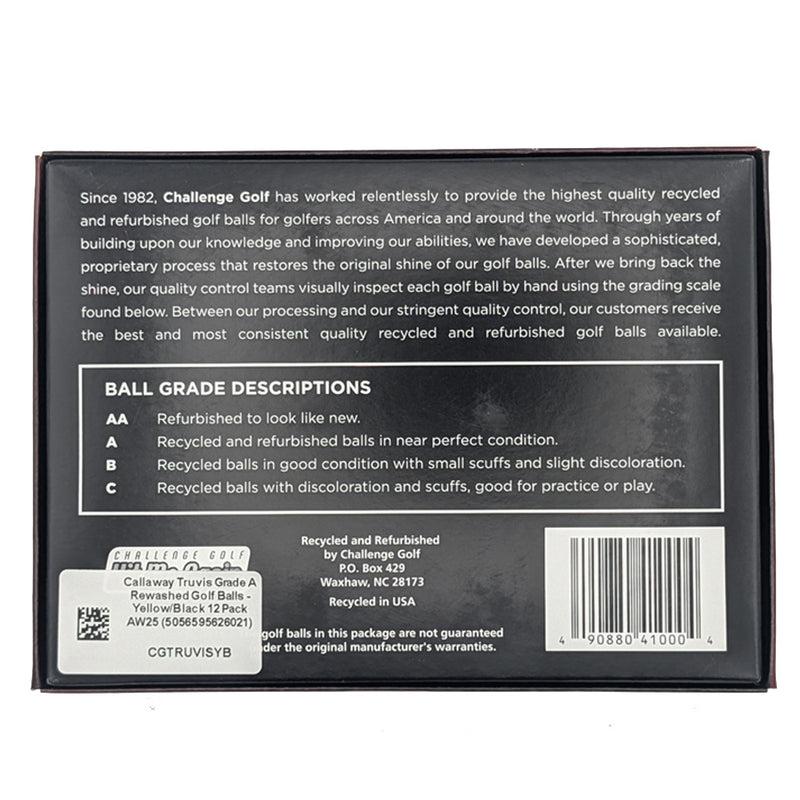Callaway Truvis Grade A Rewashed Golf Balls - Yellow/Black 12 Pack