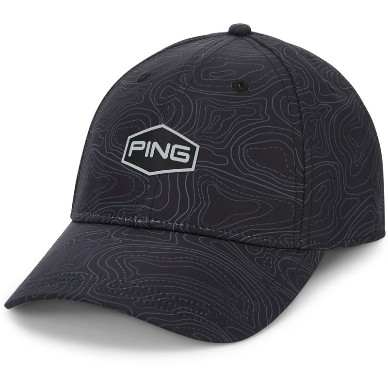 Ping Map Print Cap - Black