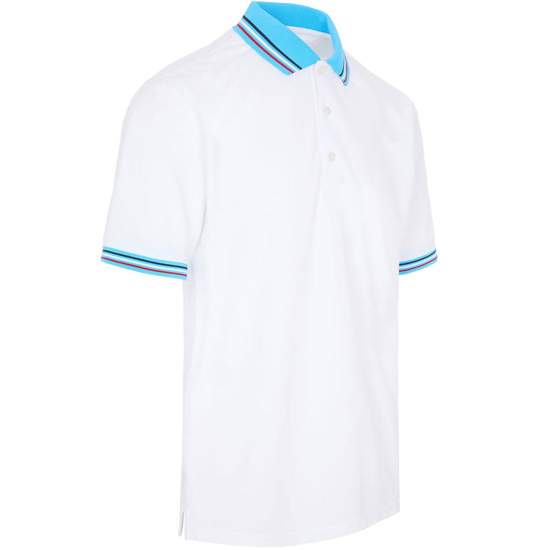 ProQuip Striped Collar Polo Shirt - White/Azure