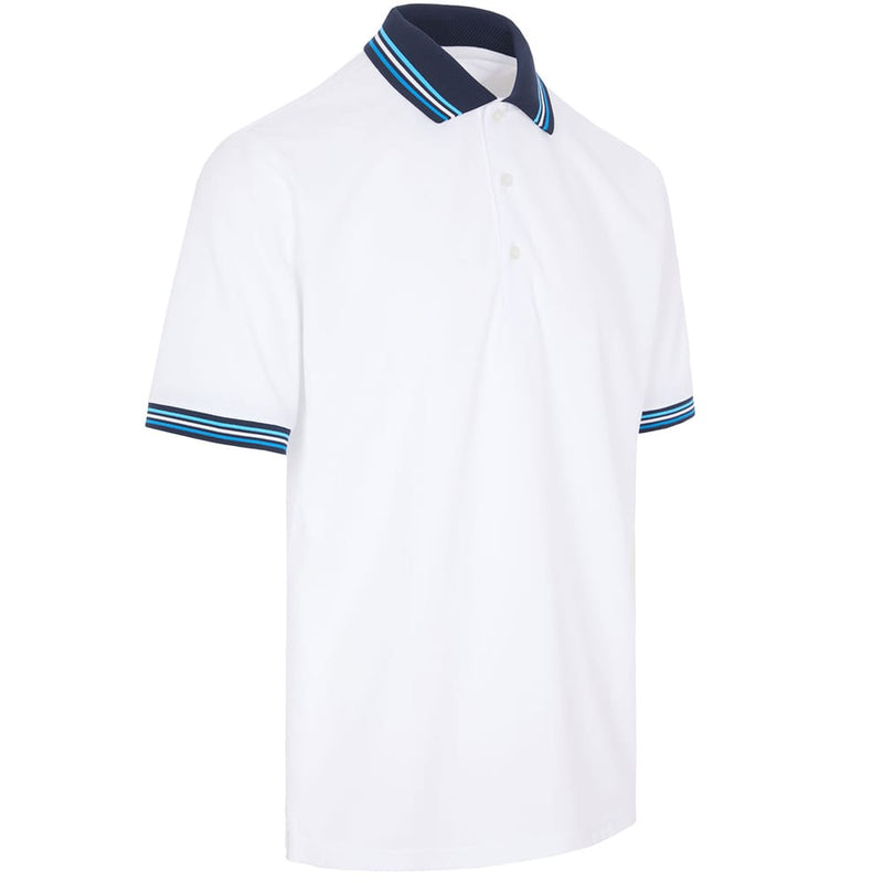 ProQuip Striped Collar Polo Shirt - White/Navy