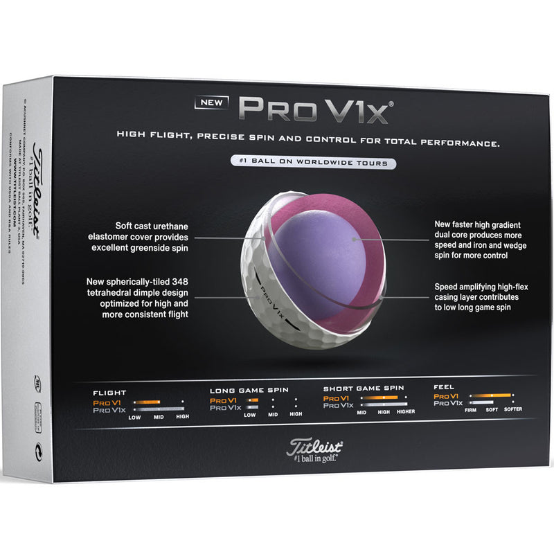 Titleist Pro V1x Golf Balls - FREE Personalisation - White - 12 Pack