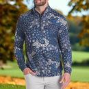 Puma Cloudspun Bloom Camo 1/4 Zip Sweater - Deep Navy/Filtered Ash