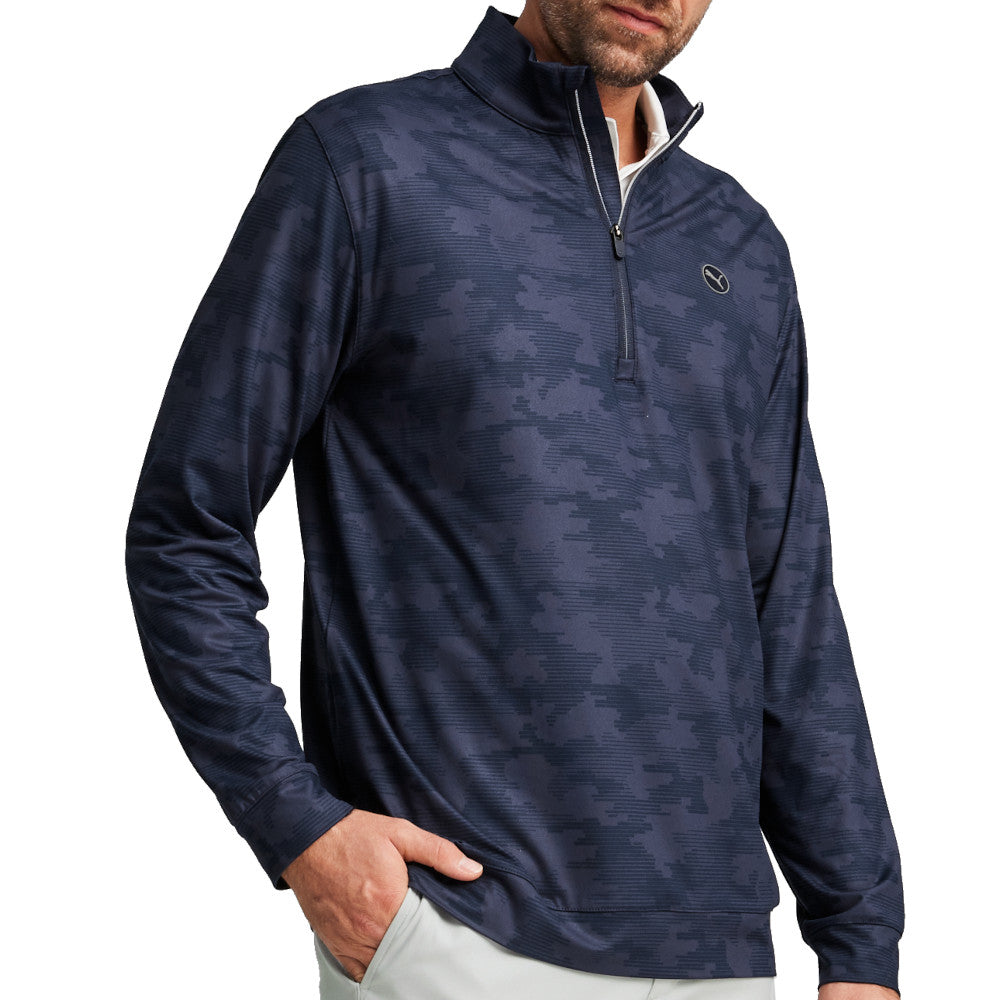 Puma Cloudspun Camo 1/4 Zip Golf Pullover - Deep Navy Puma Cloudspun Camo 1/4 Zip Golf Pullover - Deep Navy