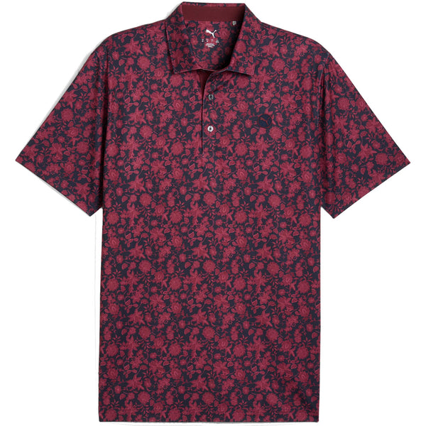 Puma Cloudspun Carmela Floral Polo Shirt - Deep Navy/Ruby Shimmer
