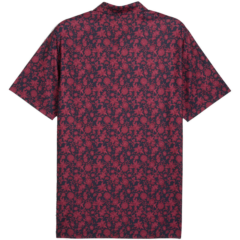 Puma Cloudspun Carmela Floral Polo Shirt - Deep Navy/Ruby Shimmer