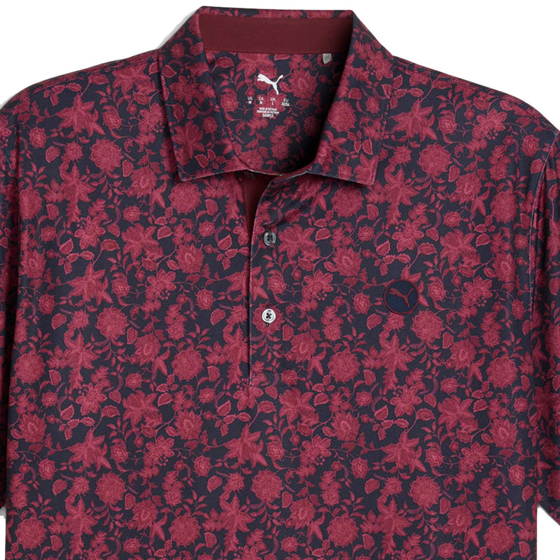 Puma Cloudspun Carmela Floral Polo Shirt - Deep Navy/Ruby Shimmer