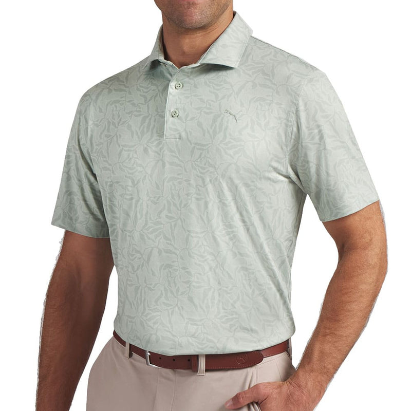 Puma Cloudspun Marine Botanical Polo Shirt - Soft Grass