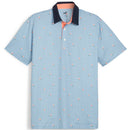Puma Pique Gingham Solid Polo Shirt - White Glow/Zen Blue