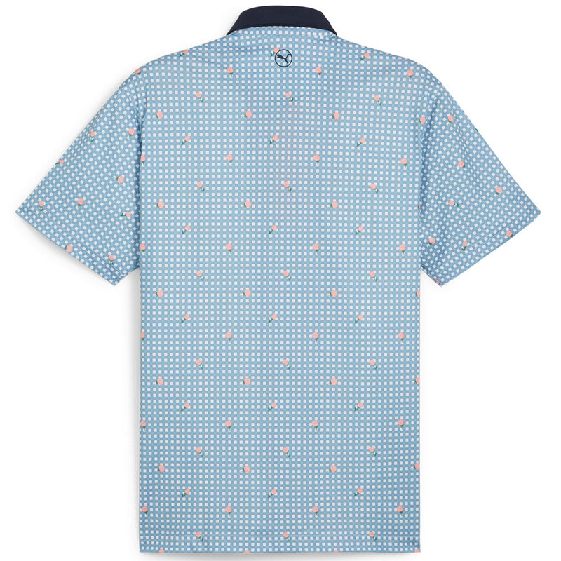 Puma Pique Gingham Polo - White Glow/Zen Blue