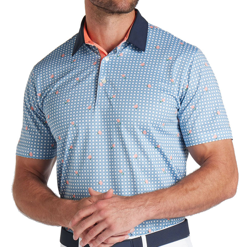 Puma Pique Gingham Polo - White Glow/Zen Blue