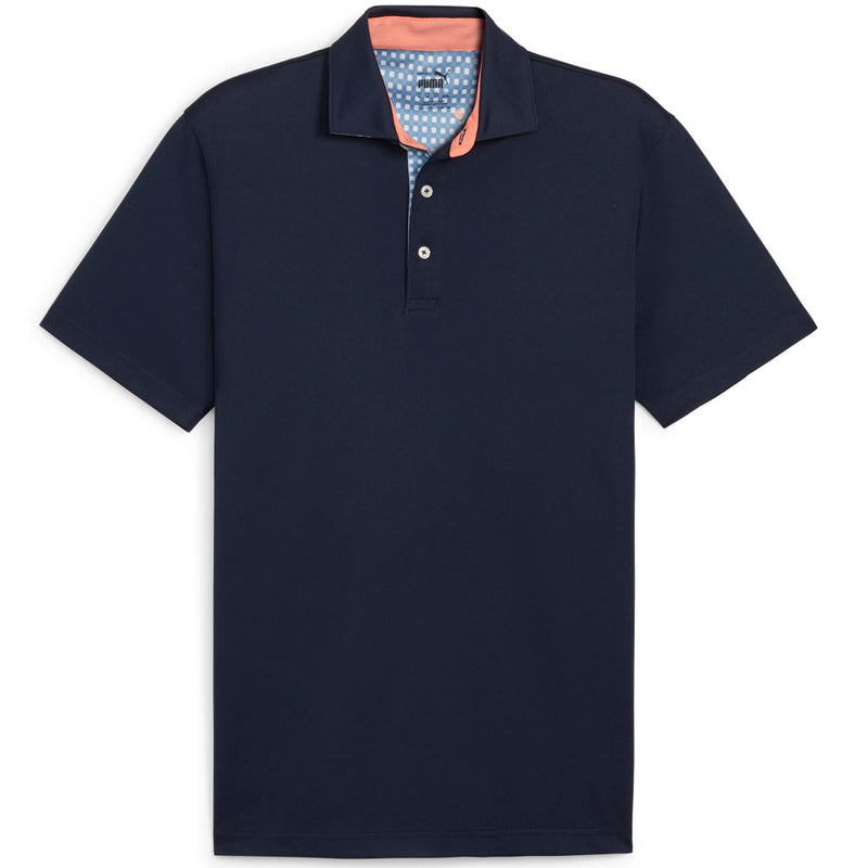 Puma Pique Gingham Solid Polo - Deep Navy