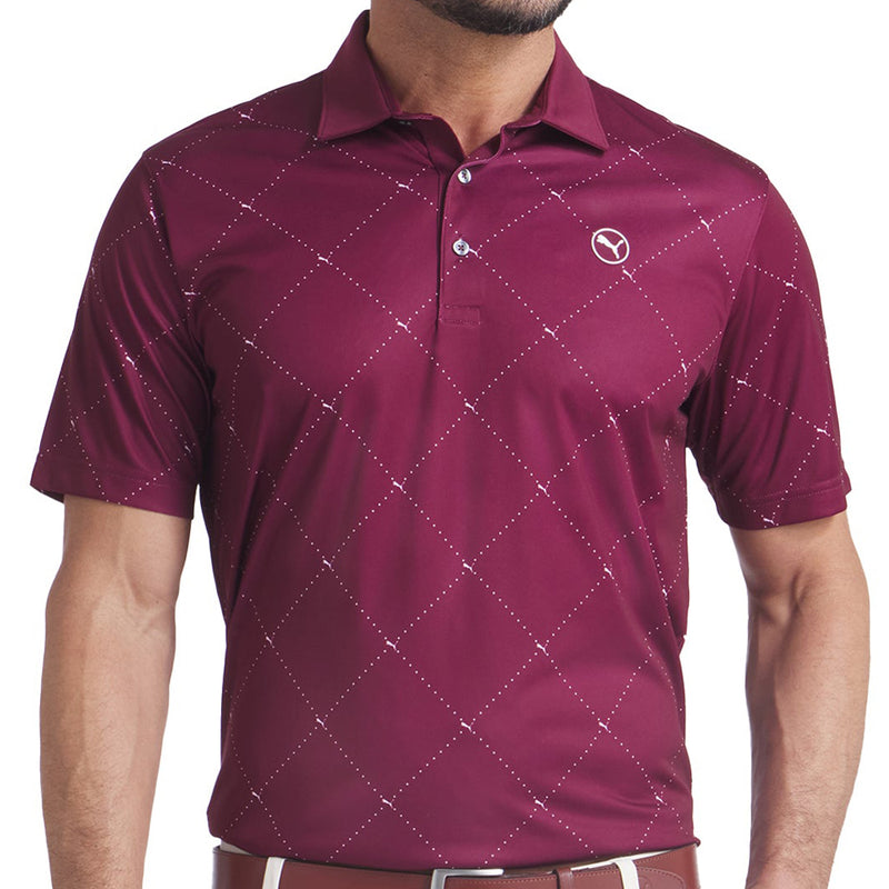 Puma Pure 2.0 Argyle Polo Shirt - Ruby Shimmer/White Glow