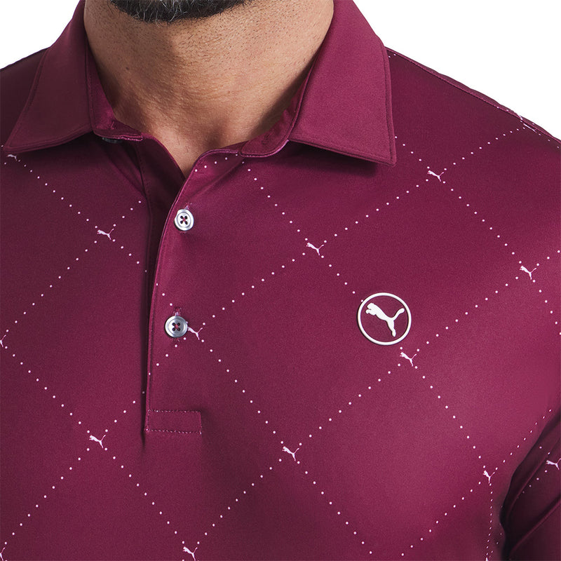Puma Pure 2.0 Argyle Polo Shirt - Ruby Shimmer/White Glow