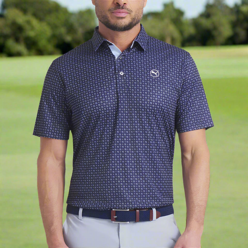 Puma Pure 2.0 Circle Cat Polo Shirt - Deep Navy/White Glow