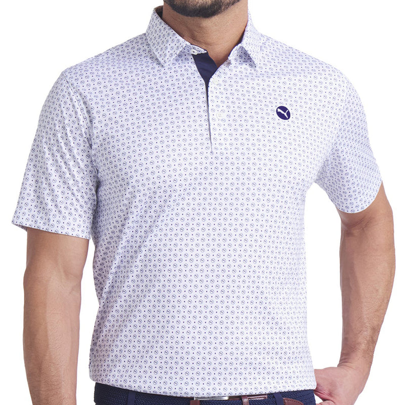 Puma Pure 2.0 Circle Cat Polo Shirt - White Glow/Deep Navy