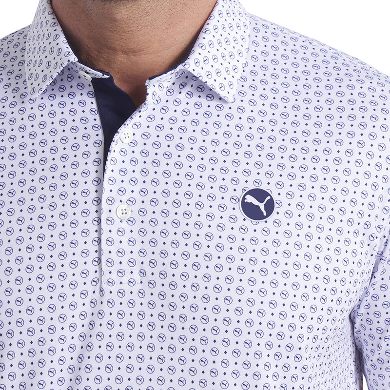 Puma Pure 2.0 Circle Cat Polo Shirt - White Glow/Deep Navy