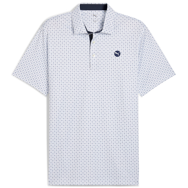 Puma Pure 2.0 Circle Cat Polo Shirt - White Glow/Deep Navy