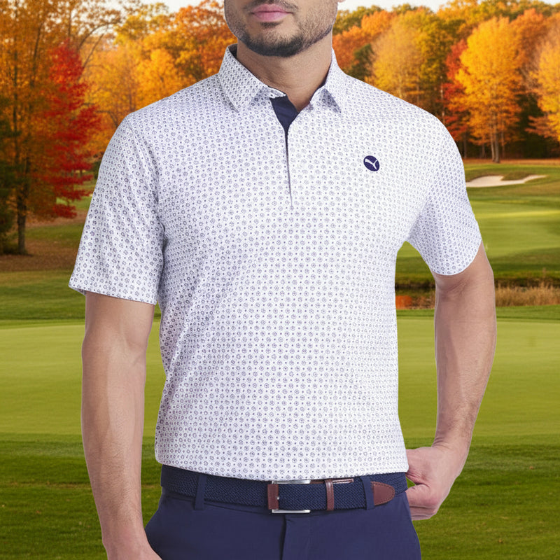 Puma Pure 2.0 Circle Cat Polo Shirt - White Glow/Deep Navy
