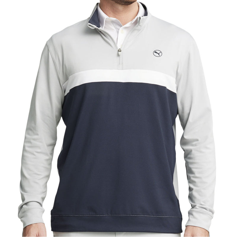 Puma Pure Colorblock 1/4 Zip Pullover - Ash Gray/Deep Navy