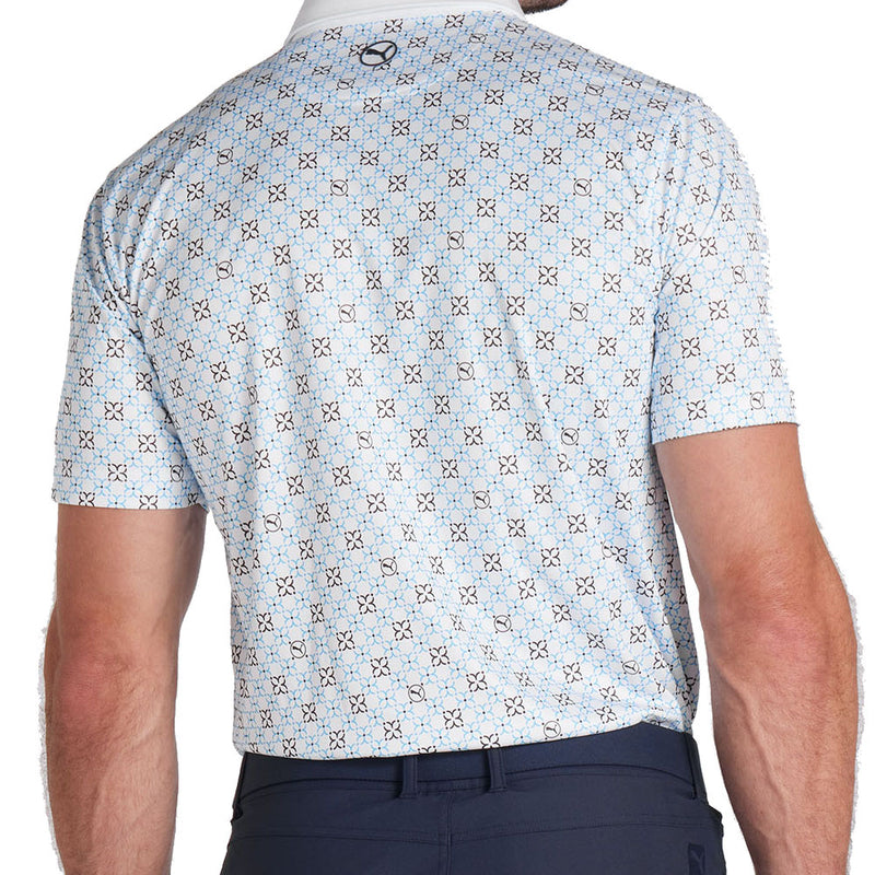 Puma Pure Monogram Polo Shirt - White Glow/Aqua Blue